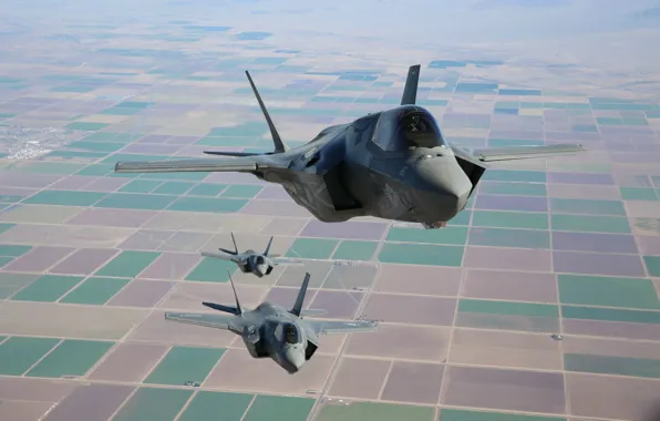Flight, fighters, three, bombers, generation, fifth, Lightning II, F-35B