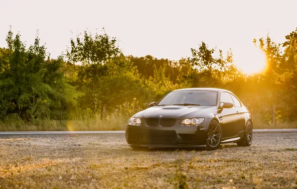 Picture Black, Sunset, E92, Trees, M3