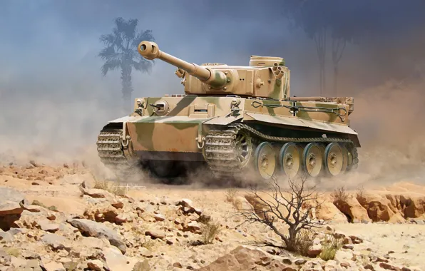 Germany, art, Tank, Heavy, Tiger I, DAK, German Afrika Korps, Pz.Kpfw.VI Ausf.H