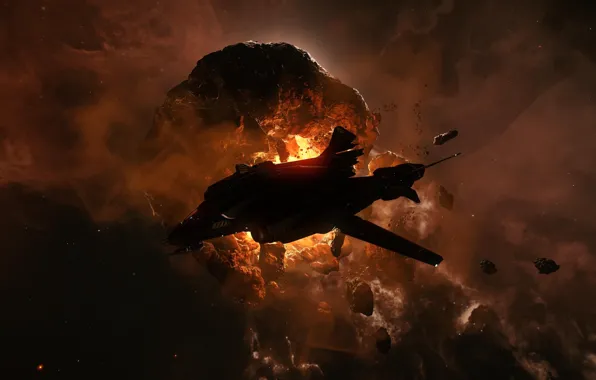 Space, flight, fragments, starship, Star Citizen, Vanguard