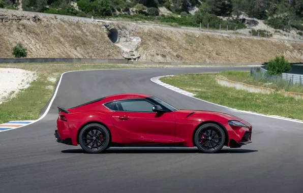 Coupe, Toyota, Supra, sport car, sports car, rear-wheel drive, Toyota GR, red body