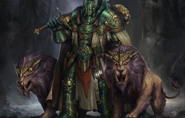 Weapons, armor, creatures, armor, knight, lions, Warhammer 40 000, Warhammer 40K