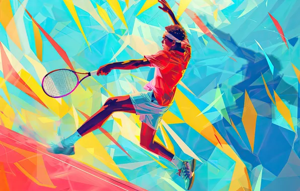 Picture Sport, Guy, Creative, Art, Tennis, Racket, Digital art, AI art