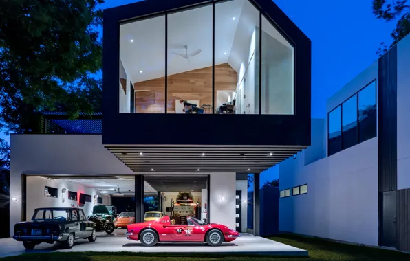 Villa, the evening, garage, Austin, architecture, facade, Austin, Texas