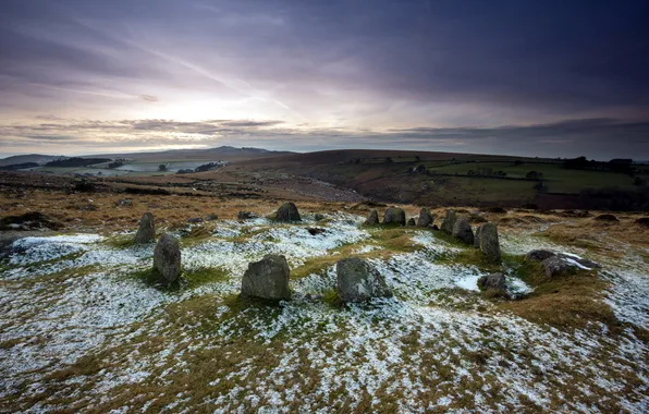Field, landscape, stones, England, Sticklepath