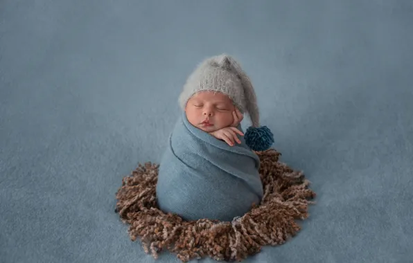 Child, sleeping, cute, cocoon, cap, shawl, Baby, Newborn