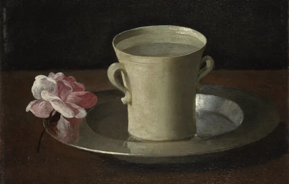 Picture Francisco de Zurbaran, Still life with a Cup of water and a rose, 1630