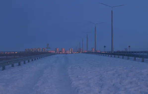 Picture the sky, snow, building, home, spring, the evening, Russia, architecture