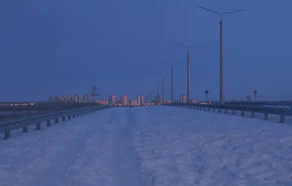 The sky, snow, building, home, spring, the evening, Russia, architecture