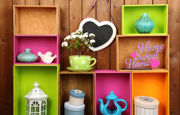 Flowers, colors, colorful, box, vase, design, flowers, interior