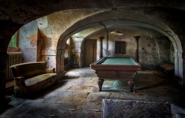 Room, sofa, Billiards
