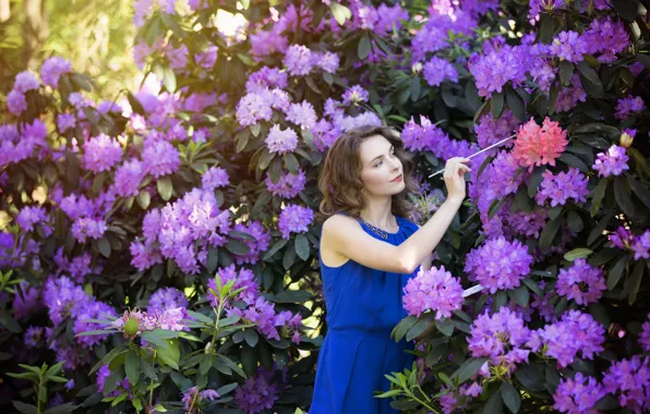 Picture girl, flowers, nature