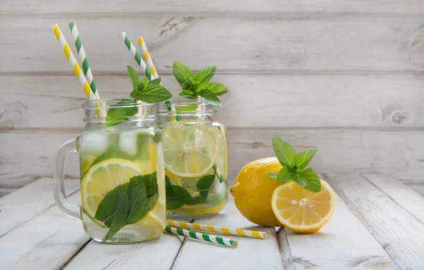 Ice, summer, drink, mint, lemons, lemonade