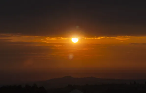 Picture the sun, clouds, orange, yellow, sunrise, Wallpaper