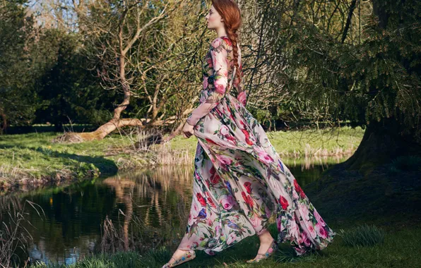 Trees, nature, dress, actress, hairstyle, the series, redhead, Game of Thrones