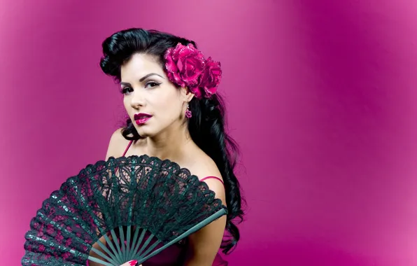 Look, brunette, fan, theatre, the role, Carmen