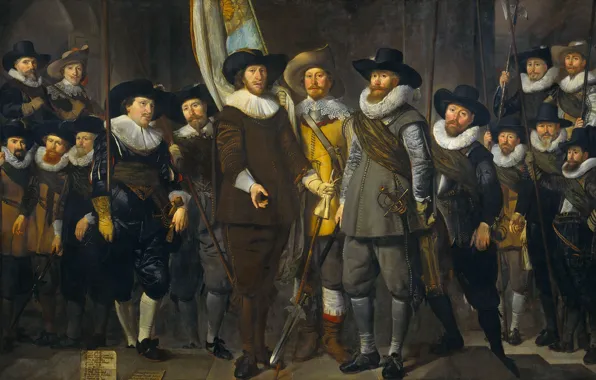 Picture oil, portrait, picture, canvas, Thomas de Keyser, The company Captain and Lieutenant. Amsterdam
