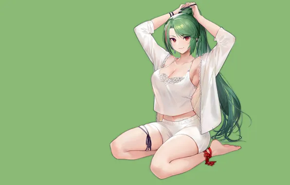 Sexy, anime, pretty, cute, green hair, lingerine, mature, azur lane