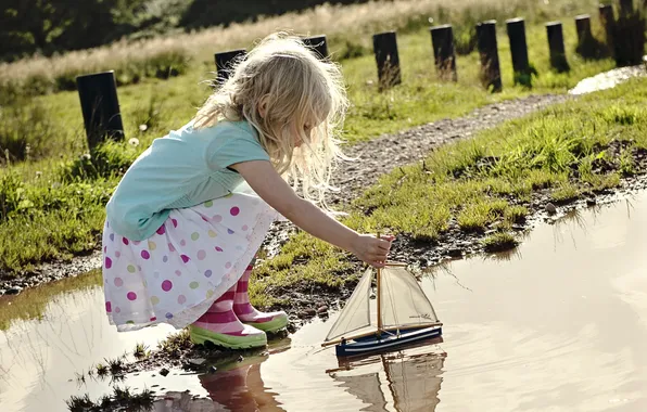 Picture mood, girl, boat