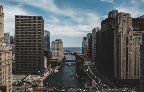 The city, skyscrapers, Chicago, Michigan, usa, chicago, Illinois