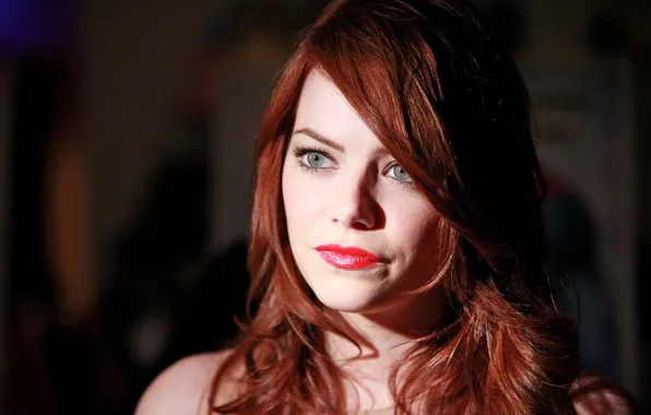 Portrait, actress, red, beauty, Emma Stone, Emma Stone