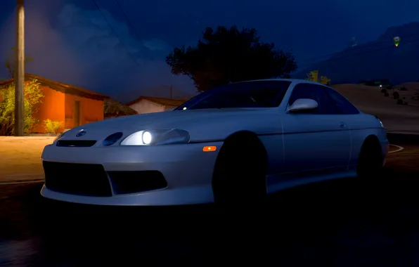 Lexus, Horizon, Night, SC300, Forza, White car, Lexus SC300, Forza Horizon 5