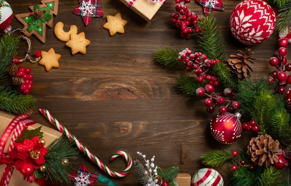 Branches, holiday, gift, toy, tree, new year, cookies, candy