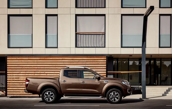 Renault, profile, brown, pickup, 4x4, 2017, Alaskan