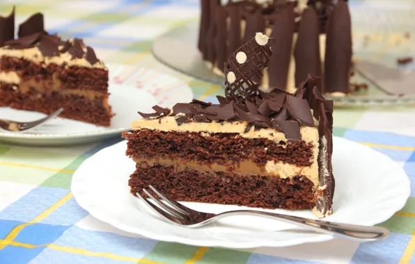 Chocolate, cake, piece