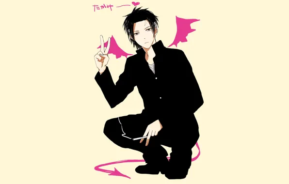 Anime, art, guy, angel, Beelzebub, Falsepos, Shinobu Takamiya