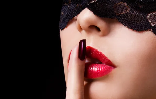 Girl, background, hand, makeup, lips, fabric, manicure