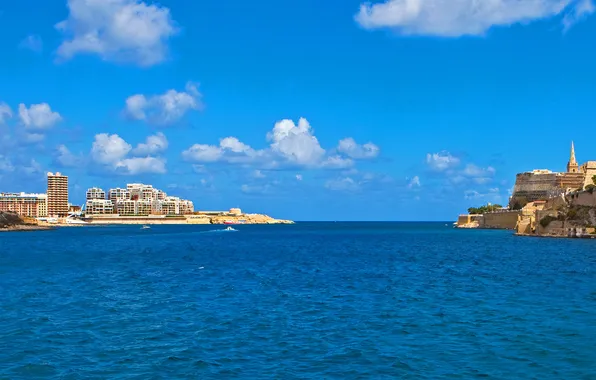 Picture sea, the sky, the city, photo, home, Malta, Valletta