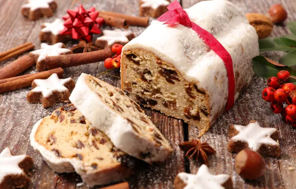 Picture berries, holiday, Christmas, nuts, cinnamon, cupcakes, dried fruits