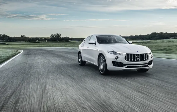 Picture road, the sky, speed, white, maserati levante