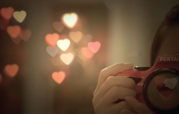 Picture love, flash, the camera, hearts