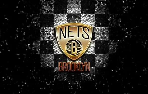 Wallpaper wallpaper, sport, logo, basketball, NBA, Brooklyn Nets, glitter,  checkered for mobile and desktop, section спорт, resolution 2880x1800 -  download