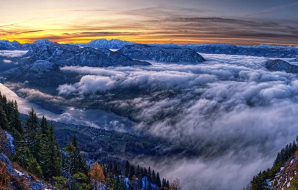 Picture photo, Nature, Clouds, Mountains, Austria, Spruce, Landscape, Styria