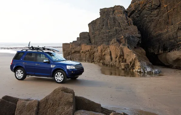 Sea, Beach, Mountains, Blue, Machine, Wallpaper, Land Rover, Car