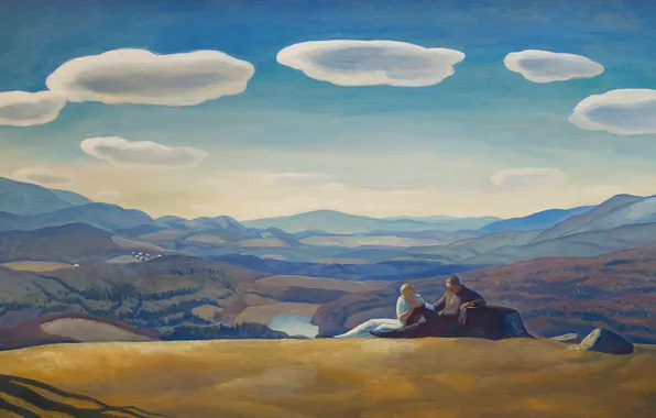 Picture clouds, landscape, mountains, Nirvana, picture, Rockwell Kent, Rockwell Kent