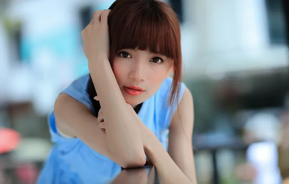 Summer, look, girl, background, makeup, lipstick, Asian