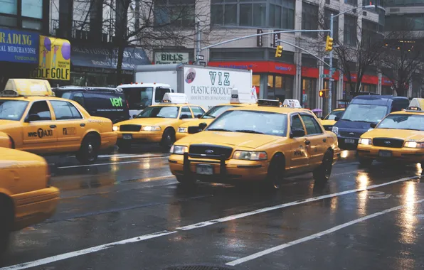 Picture machine, the city, movement, street, taxi