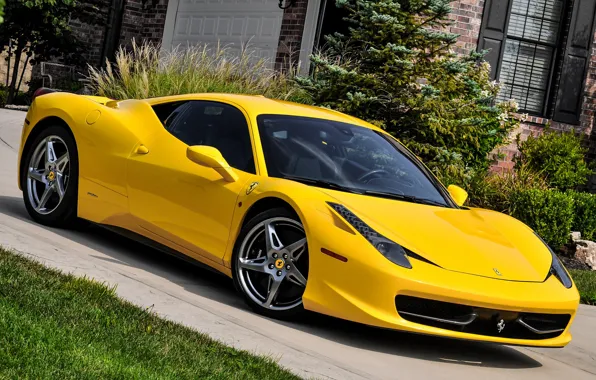 Ferrari, 458, Yellow, Italia