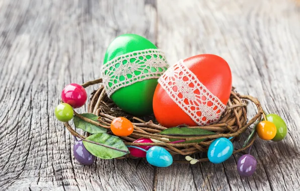 Picture eggs, colorful, Easter, happy, wood, Easter, eggs, decoration