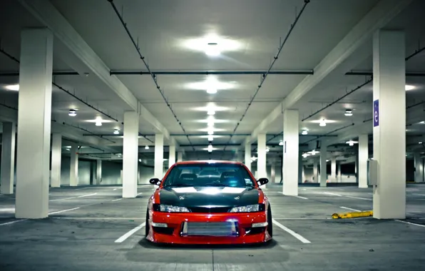 Picture Machine, Parking, red, Silvia, Nissan, Nissan, Tuning, Sylvia