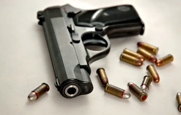Gun, bullet, cartridges, 9mm