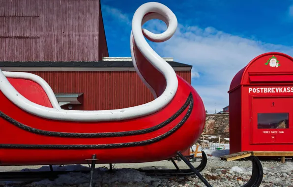 Christmas, sleigh, Greenland, Santa's mailbox