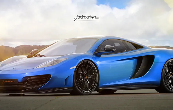 Picture the sky, mountains, blue, glare, McLaren, supercar, blue, MP4-12C