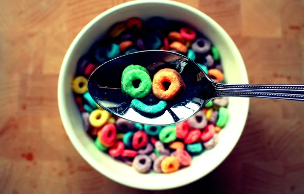 Picture table, food, plate, smile, spoon