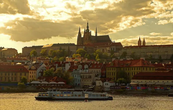 Picture river, home, Prague, Czech Republic, Vltava, Prague Castle, St. Vitus Cathedral