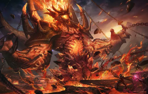 Fire, Monster, Chain, Style, Battle, Chain, Flame, The demon